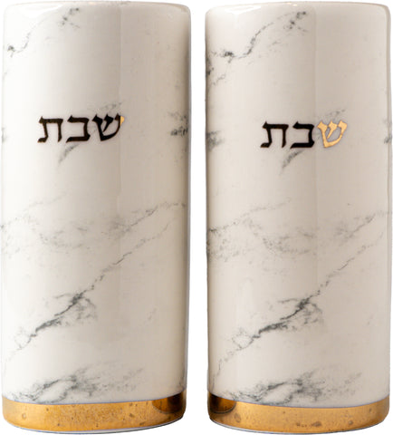 Shabbat Candlestick Set with Gold Tones