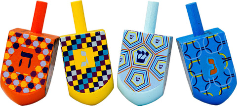 Decorated Large Dreidels - Bag of 4