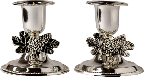 Shabbat Candleholders with Grape Clusters