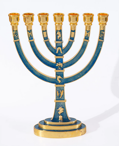 Blue 12 Tribes Menorah