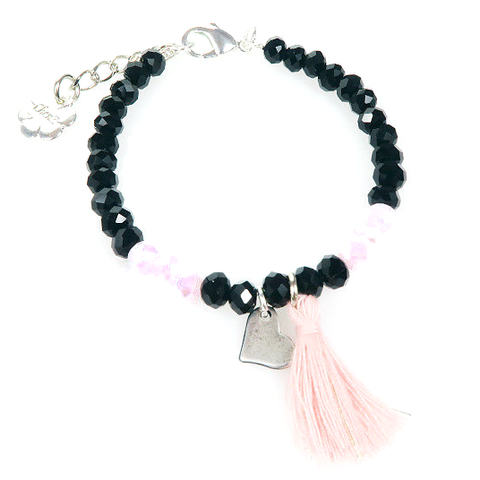 Bracelet - Black/Pink Heart for Israel