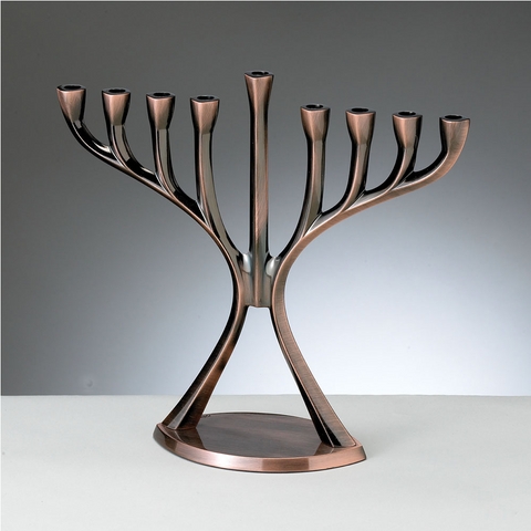 Antique Copper Finish Chanukah Menorah