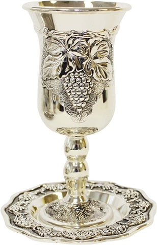 Grapevine Design Kiddush Cup with Dish