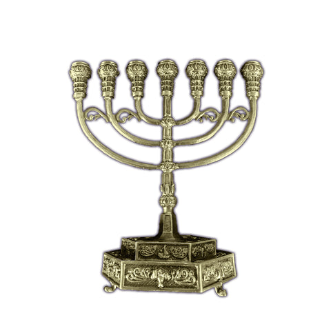 Menorah with Hexagonal 12 Tribes Base