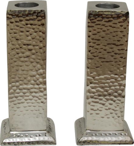 Hammered Nickel Plated Candlesticks