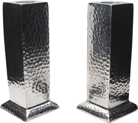 Hammered Nickel Plated Candlesticks