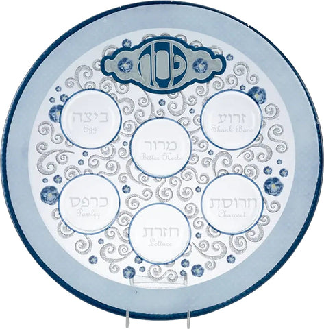 Round Glass "Elegant" Seder Plate