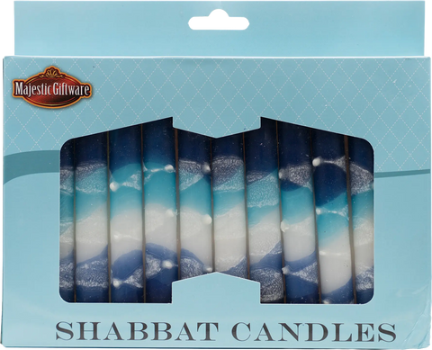 Top/Bottom Blue/White Shabbat Candles