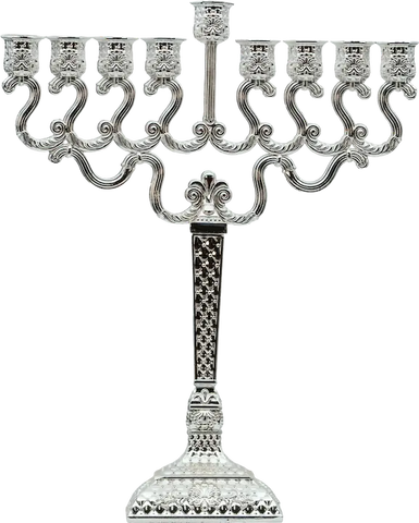 8" Beaded Design Silver Plated Hanukkiah