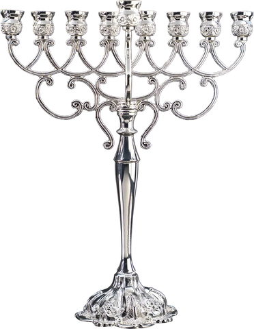 13.5" Silver Plated Oil Hanukkiah