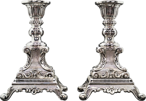 6" Ornate Silver Plated Candlesticks