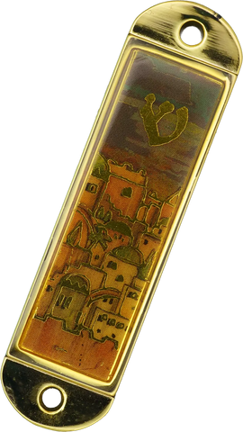 Golden Jerusalem Car/Tent Mezuzah