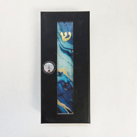 Blue Marble Glass Mezuzah