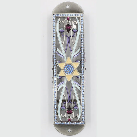 Gem Star Floral Purple Mezuzah