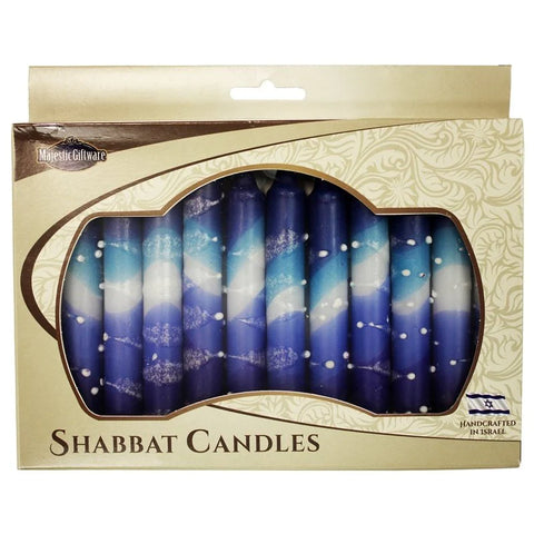 Snow Ball Blue Shabbat Candles
