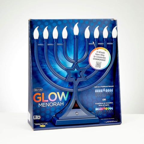 Navy LED Hanukkiah with Changing Lights