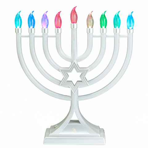 White LED Hanukkiah with changing lights