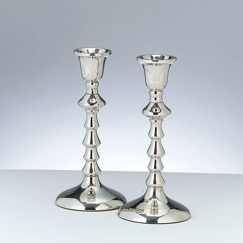 Modern Nickel Plated Candlesticks