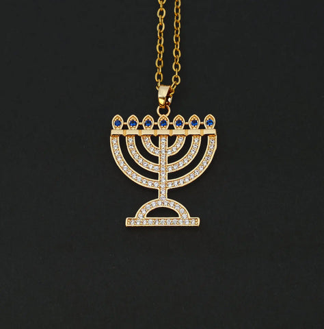 Gold Menorah Necklace