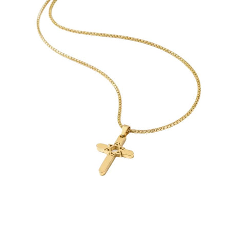 Gold-Plated Cross & Star Necklace