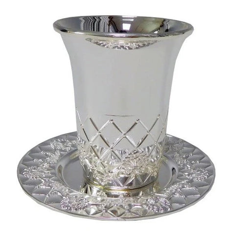 Diamond Design Silver Kiddush Cup
