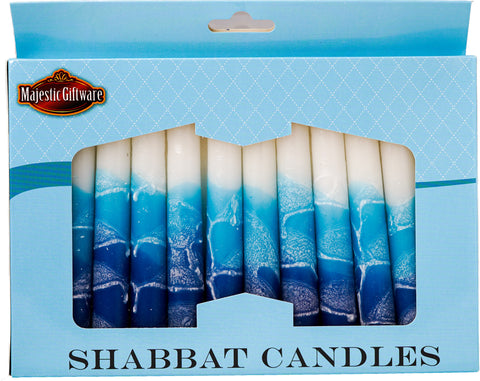 Decorative Blue/White Shabbat Candles