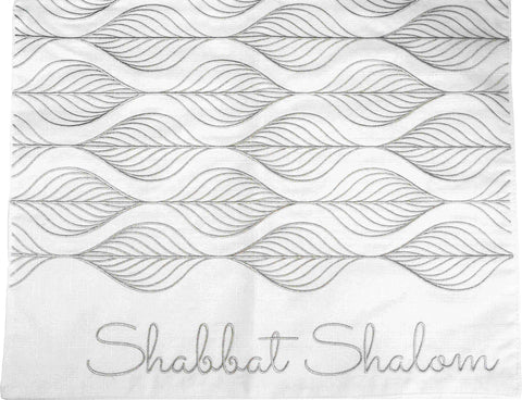 White/Silver Embroidered Challah Cover