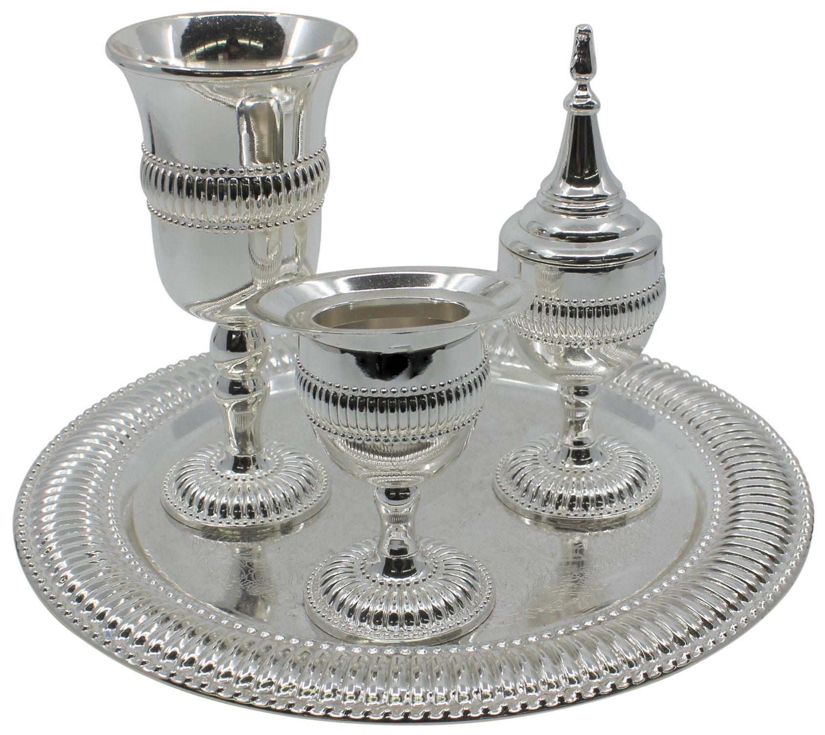 Nickel Plated Havdalah Set - Contemporary Design - Messianic Marketplace