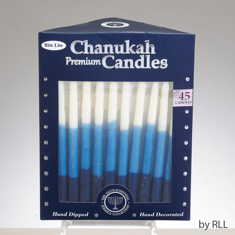 Premium Tri-Tone Blue and White Chanukah Candles