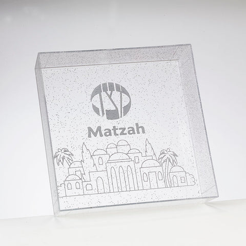 Clear Matzah Tray with Glitter